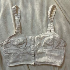 White Denim Corset Bra Crop Top S Urban Outfitters